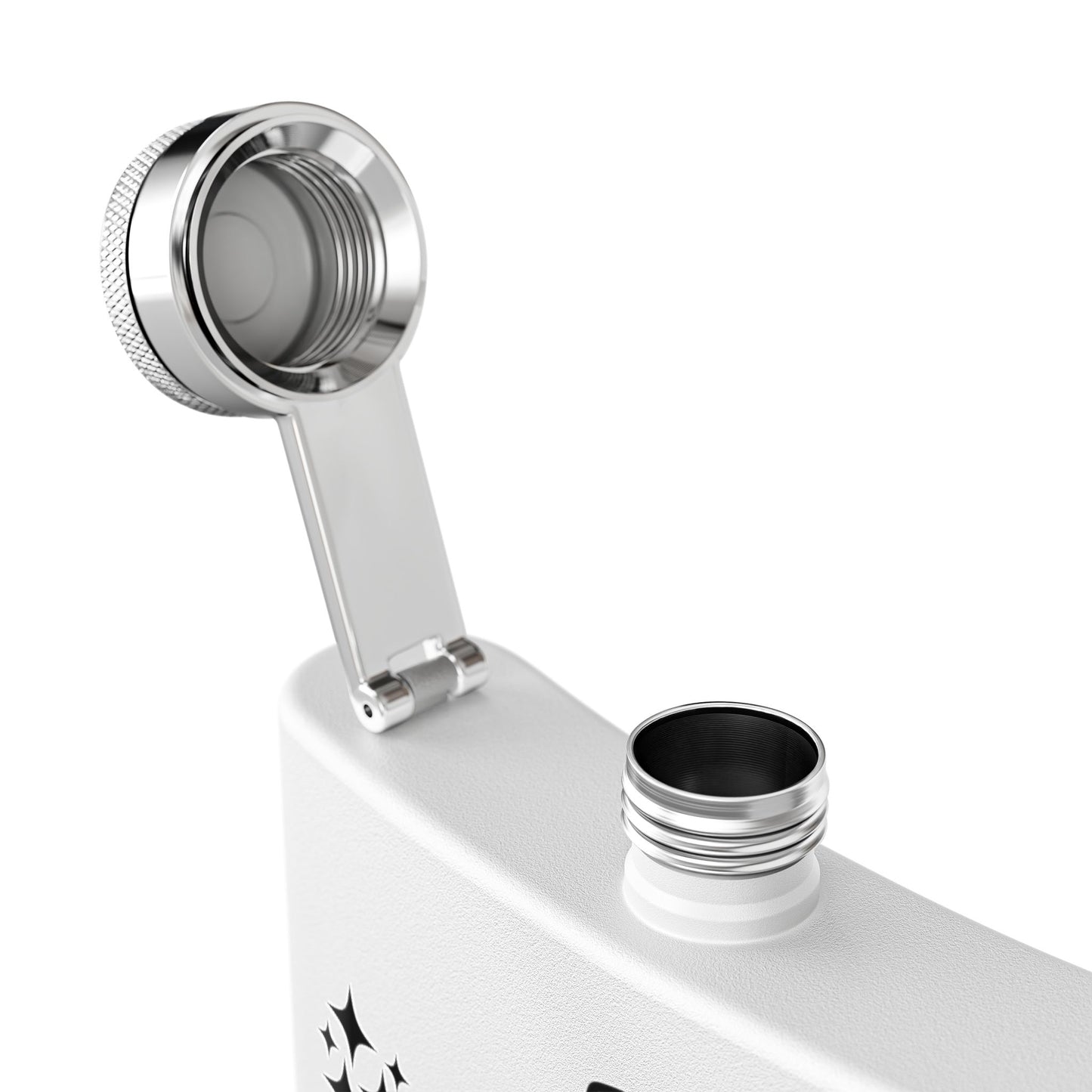 Stainless steel 6oz "I Solemnly Swear I Am Up To No Good" flask mug with printed text, ideal for Harry Potter fans.