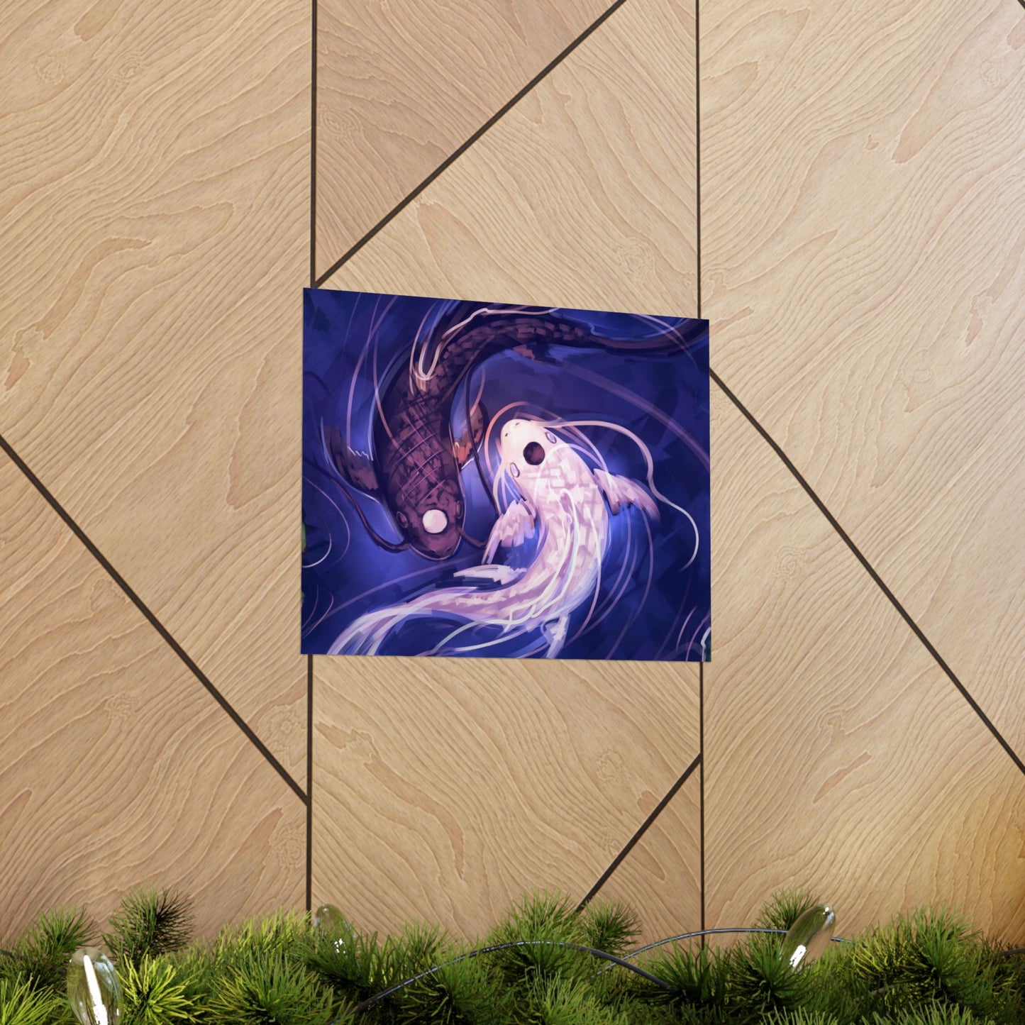 Yin Yang Koi Fish Matte Horizontal Poster | Avatar-Inspired Tui and La, Moon and Ocean Spirit
