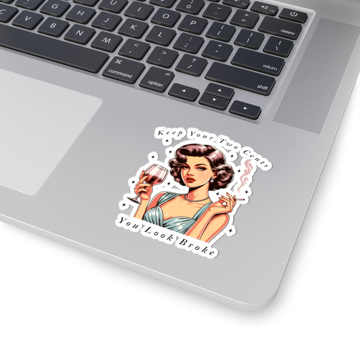 Keep Your Two Cents Kiss-Cut Stickers, Sarcastic Vintage Girl, Fun Decor - Secondhand Readers