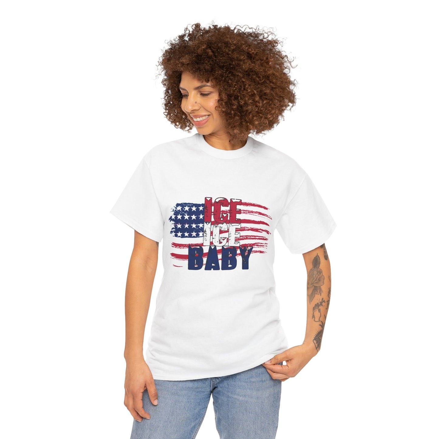 Ice Ice Baby American Flag T-Shirt, Patriotic Tee, America First, USA - Secondhand Readers