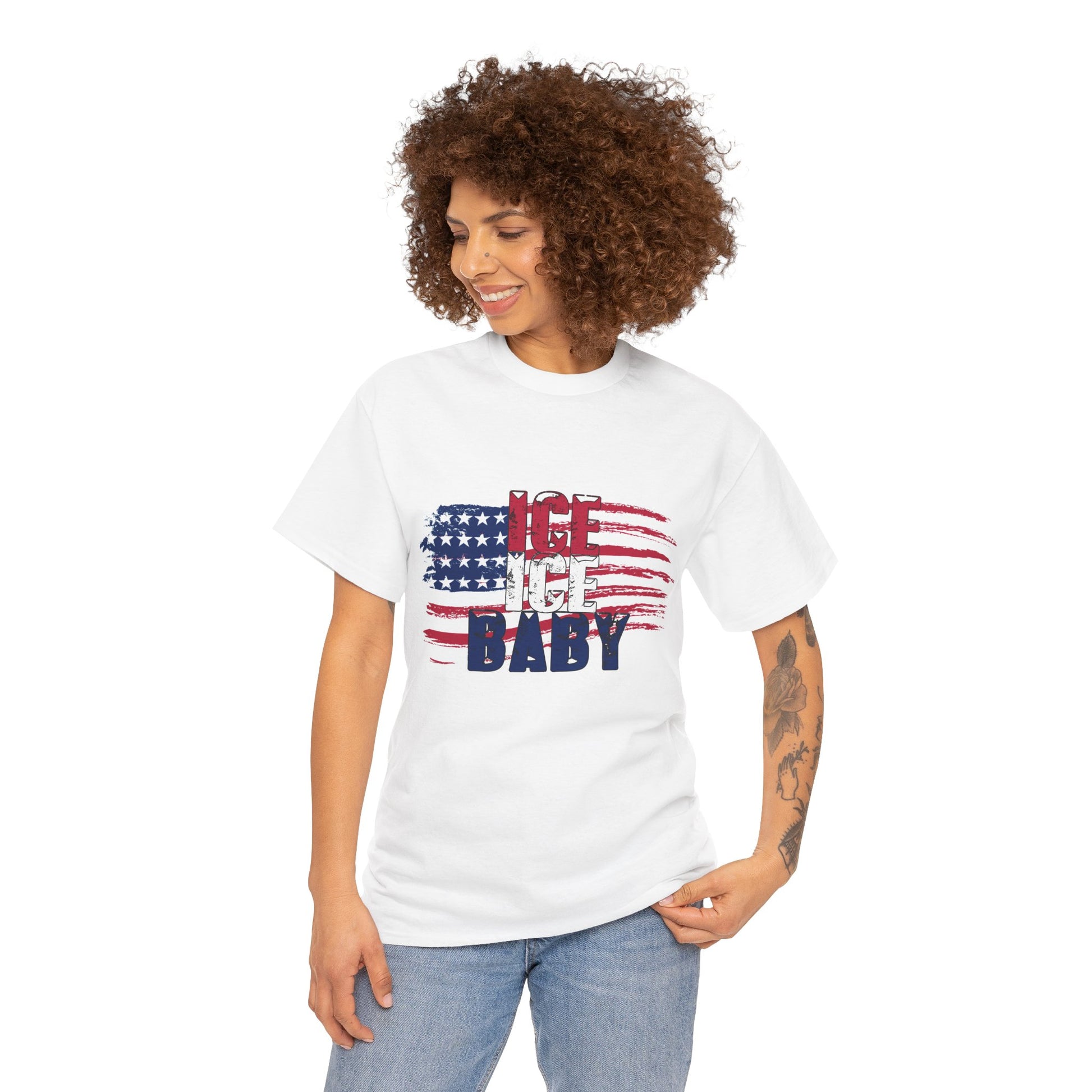 Ice Ice Baby American Flag T-Shirt, Patriotic Tee, America First, USA - Secondhand Readers