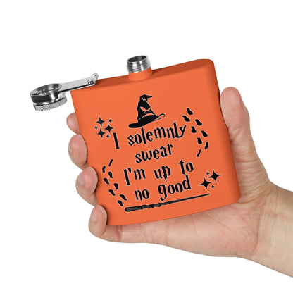 Stainless steel 6oz mug with "I Solemnly Swear I Am Up To No Good" printed design, ideal for Harry Potter fans.