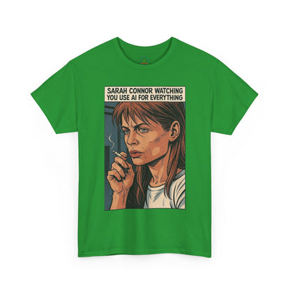 Sarcastic T-Shirt, Sarah Connor Watching You Use AI for Everything, Funny, Retro - Secondhand Readers