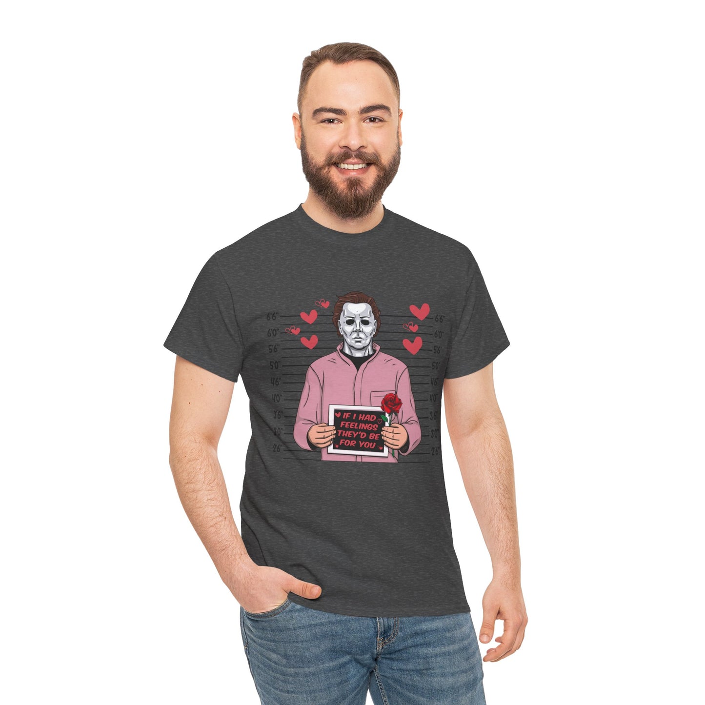 Michael Myers Mugshot T-Shirt — "If I Had Feelings They'd Be For You" Cute Horror Valentine Tee - Secondhand Readers