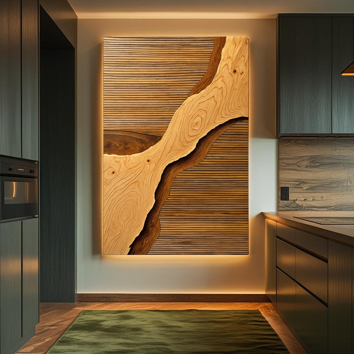 Canvas wall art featuring a wooden rift design by Tailored Canvases, showcasing natural wood textures and modern decorative style.