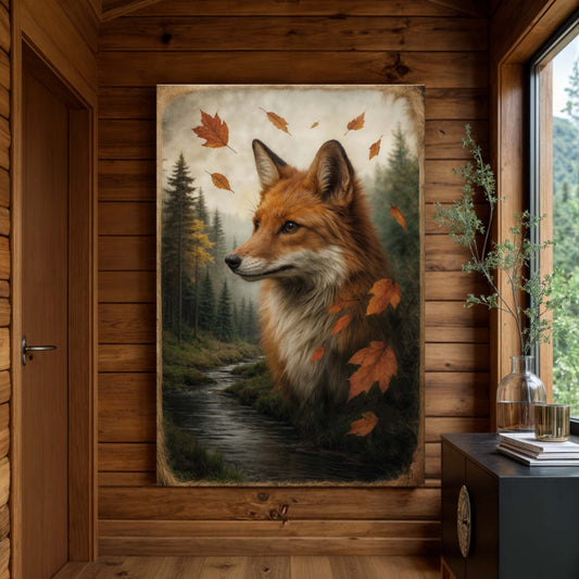 Autumn Fox Double Exposure Wall Art - Secondhand Readers