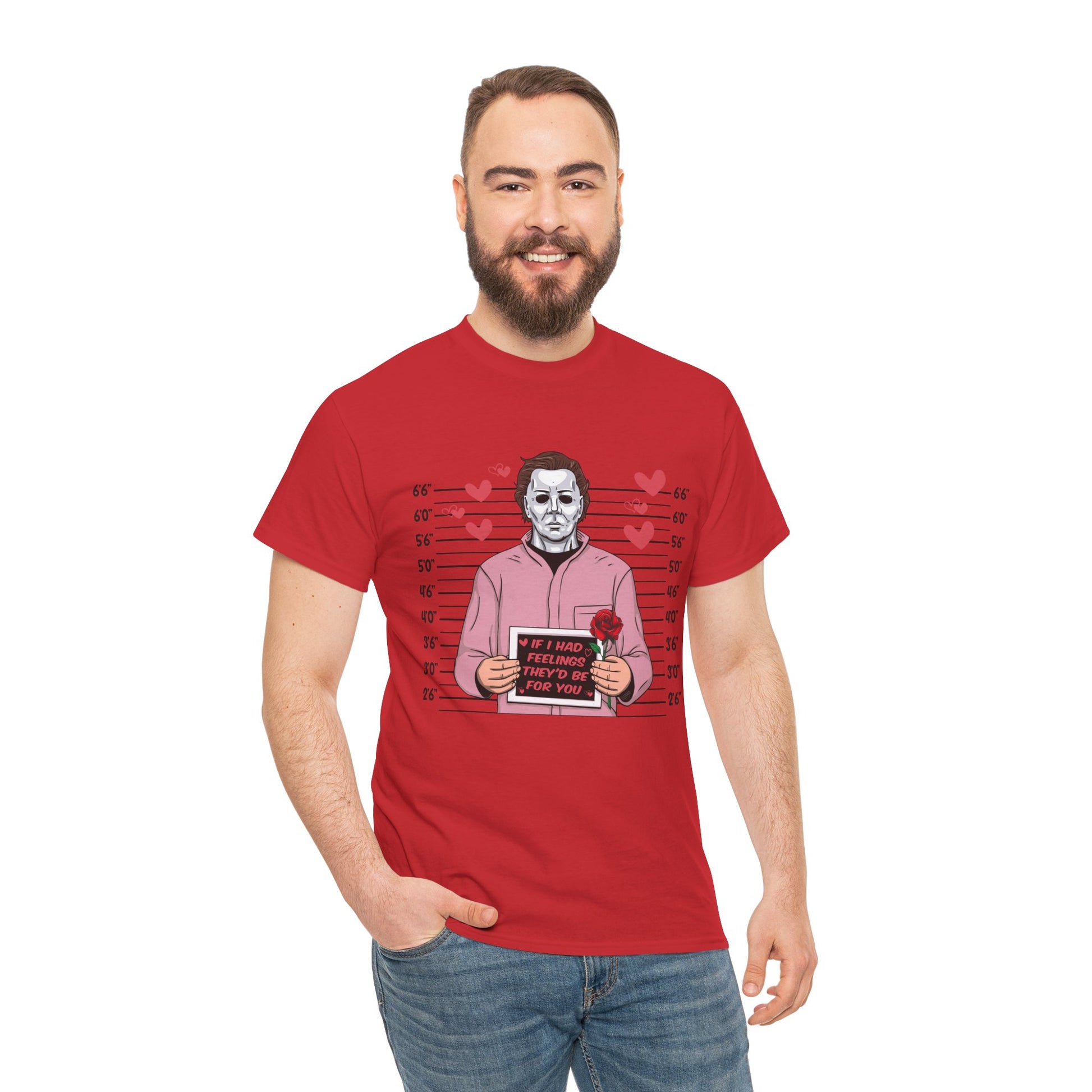 Michael Myers Mugshot T-Shirt — "If I Had Feelings They'd Be For You" Cute Horror Valentine Tee - Secondhand Readers