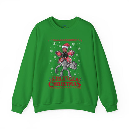Stranger Christmas Crewneck Sweatshirt — Retro Holiday Stranger Things Demogorgon Design, Ugly Sweater