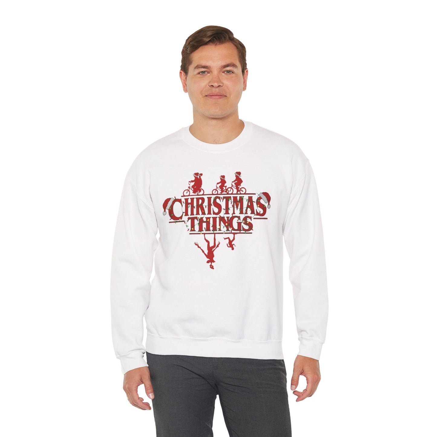 Christmas Things Sweatshirt | Stranger Style Retro Holiday Graphic  | The Upsidedown