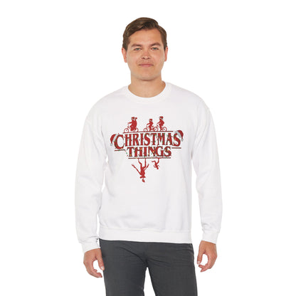 Christmas Things Sweatshirt | Stranger Style Retro Holiday Graphic  | The Upsidedown