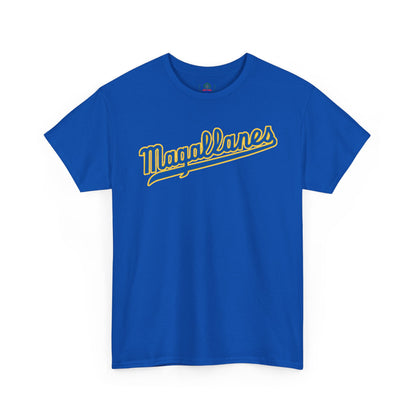 Venezuelan Navegantes del Magallanes baseball fan T-shirt, unisex softstyle, featuring team logo and vibrant navy blue design.