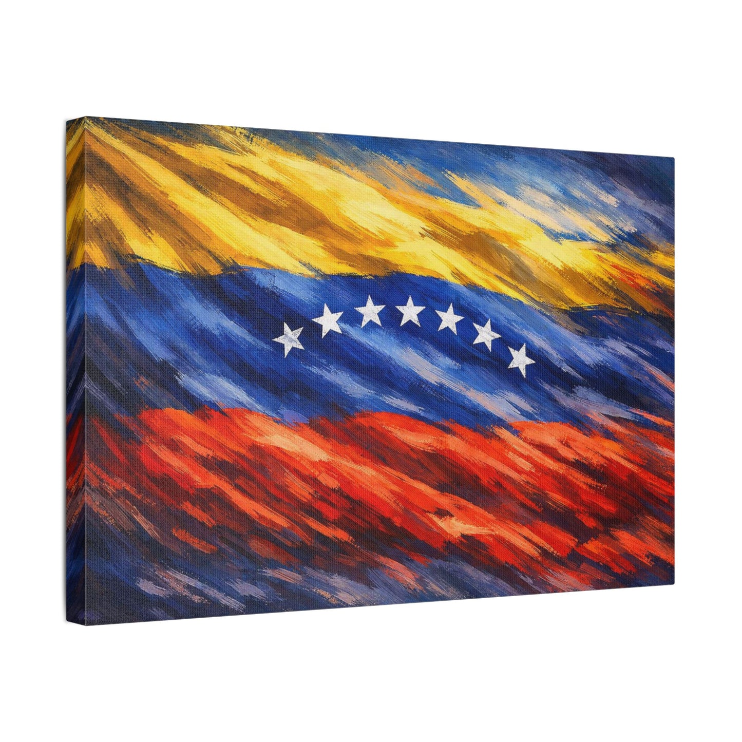 Venezuela before Chavez canvas print wall art featuring Venezuelan flag, satin-stretched decor, ideal for history enthusiasts.