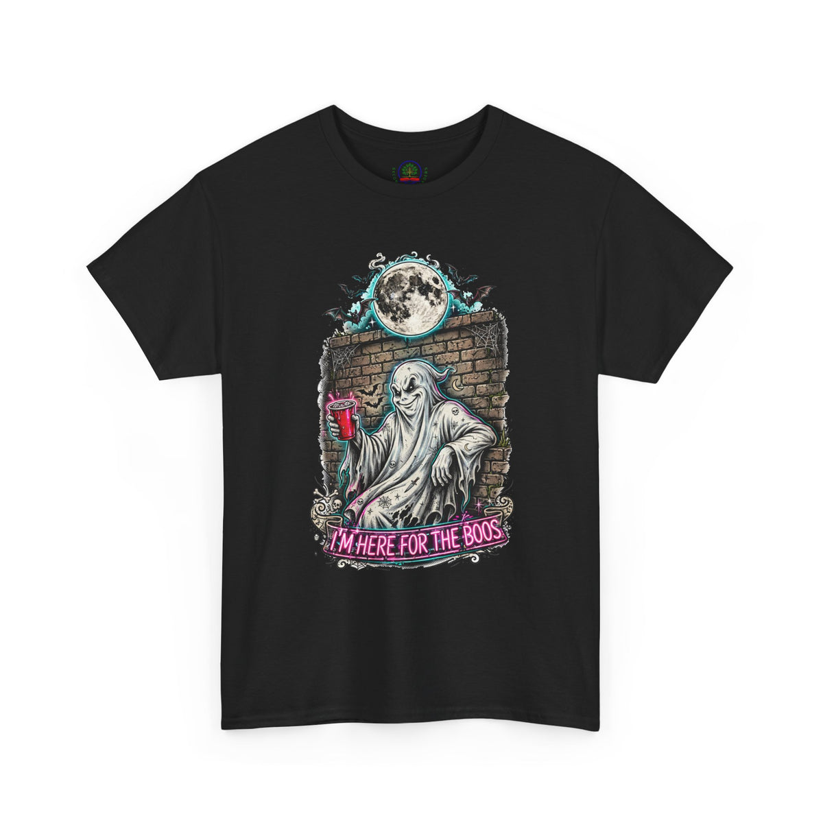 Funny Ghost Graphic Tee — "I'm Here for the Boos" Halloween T-Shirt