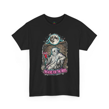 Funny Ghost Graphic Tee — "I'm Here for the Boos" Halloween T-Shirt