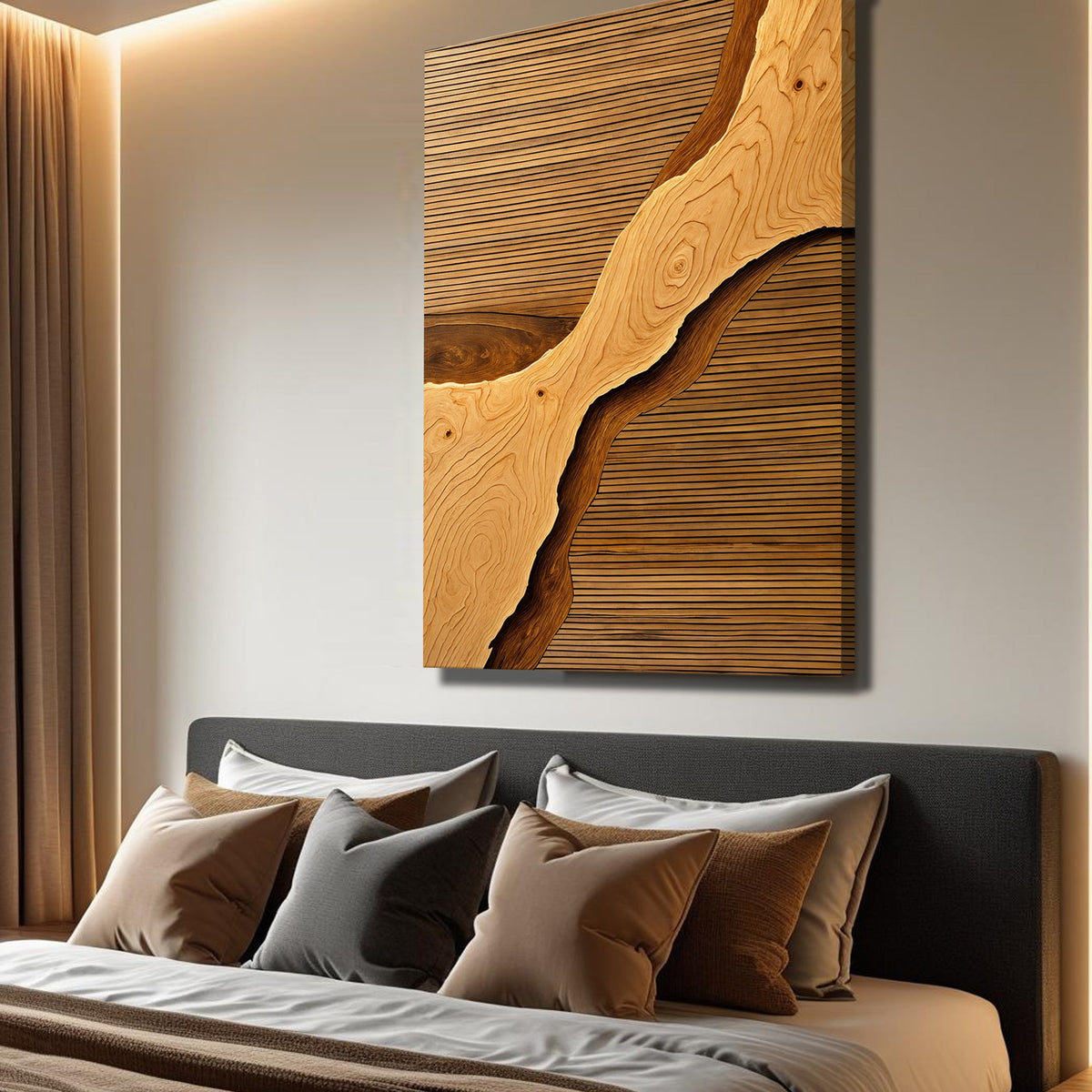 Canvas wall art featuring a wood-rift design by Tailored Canvases, showcasing natural wood textures and artistic wall decor.