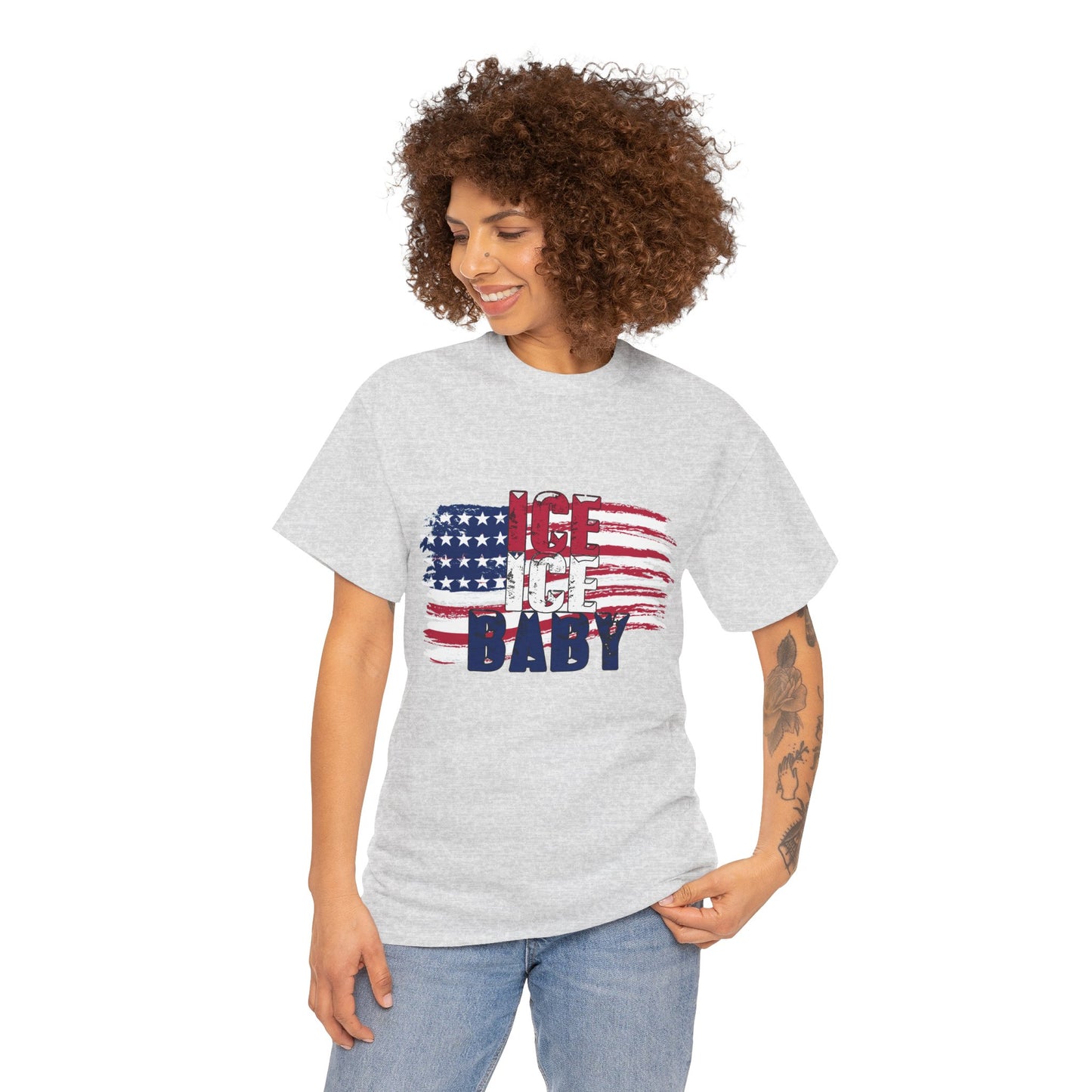 Ice Ice Baby American Flag T-Shirt, Patriotic Tee, America First, USA - Secondhand Readers