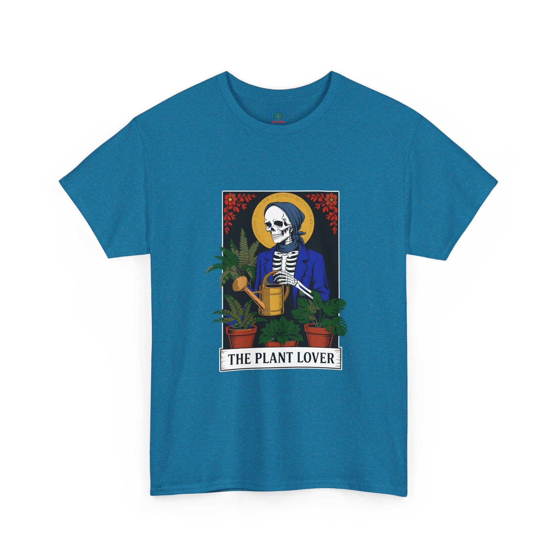 Plant lover's T-shirt featuring tarot card design, perfect for plant enthusiasts and fans of creative, funny plant-themed apparel.
