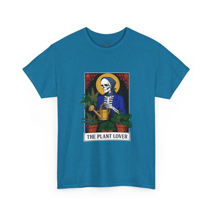 Plant lover's T-shirt featuring tarot card design, perfect for plant enthusiasts and fans of creative, funny plant-themed apparel.