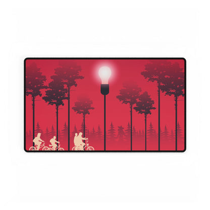 Stranger Things Inspired Desk Mat, Retro Style Playmat for Gamers, MTG TCG, Bike Ride Home Office Decor