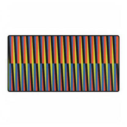 Venezuelan Nostalgia Cruz Diez Inspired Desk Mat | Colorful Geometric Stripes Maiquetia Playmat, Oversized Mouse Pad, Simon Bolivar Airport