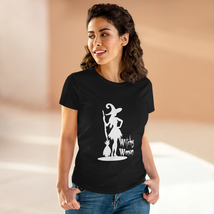 Witchy Woman Tee, Halloween Shirt, Women's Midweight Cotton Tee, Spooky Gift