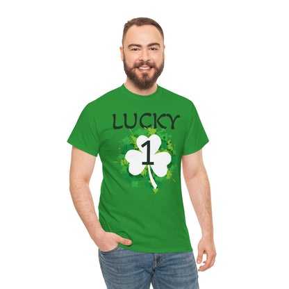 Lucky 1 St. Patrick's Day Clover T-Shirt | Irish Shamrock Design