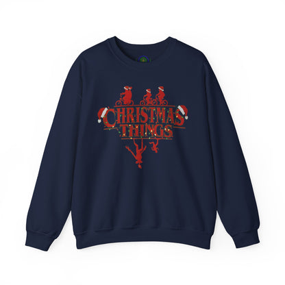 Christmas Things Sweatshirt | Stranger Style Retro Holiday Graphic  | The Upsidedown