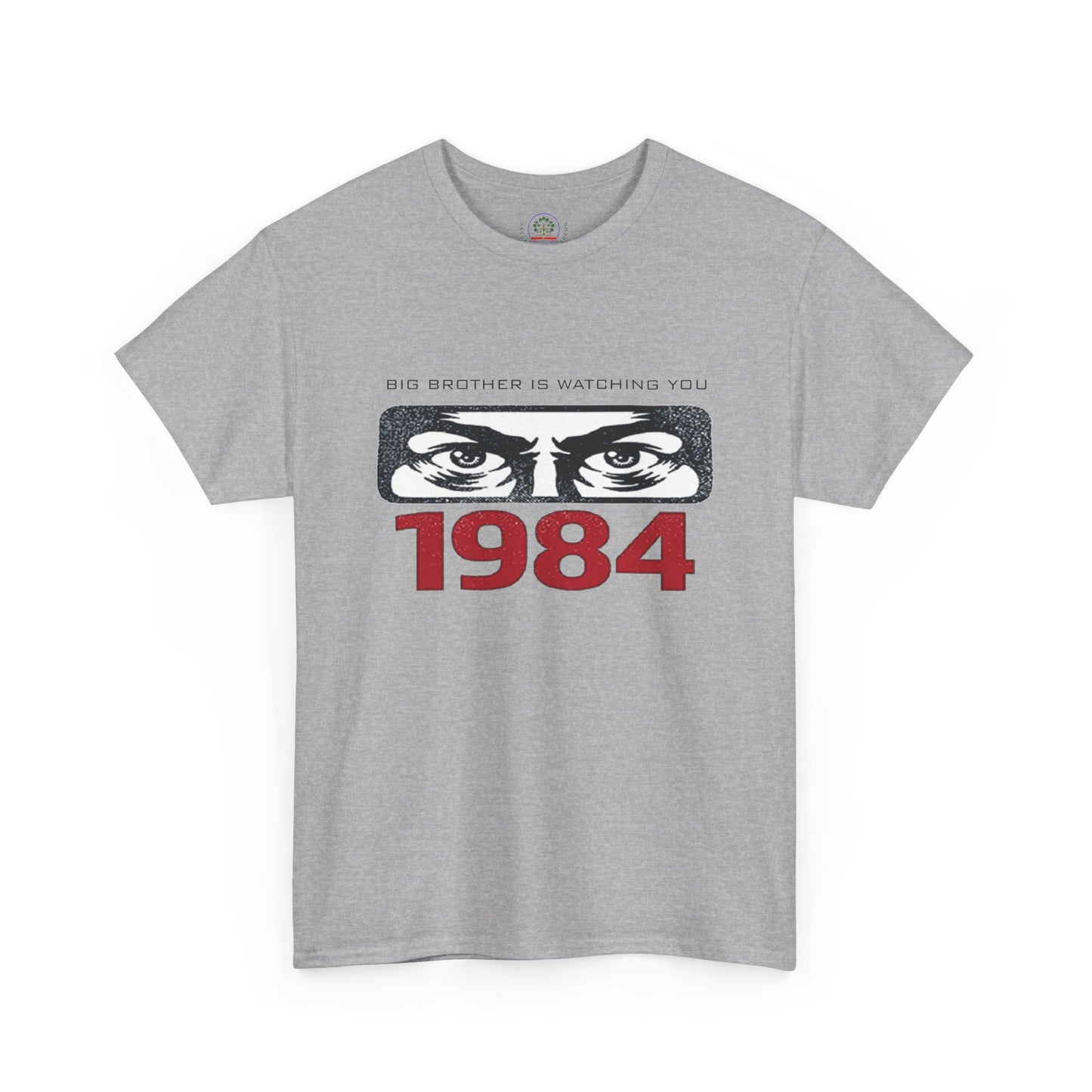 Black T-shirt featuring "Big Brother Is Watching You" slogan from George Orwell's 1984, with dystopian and political protest design.