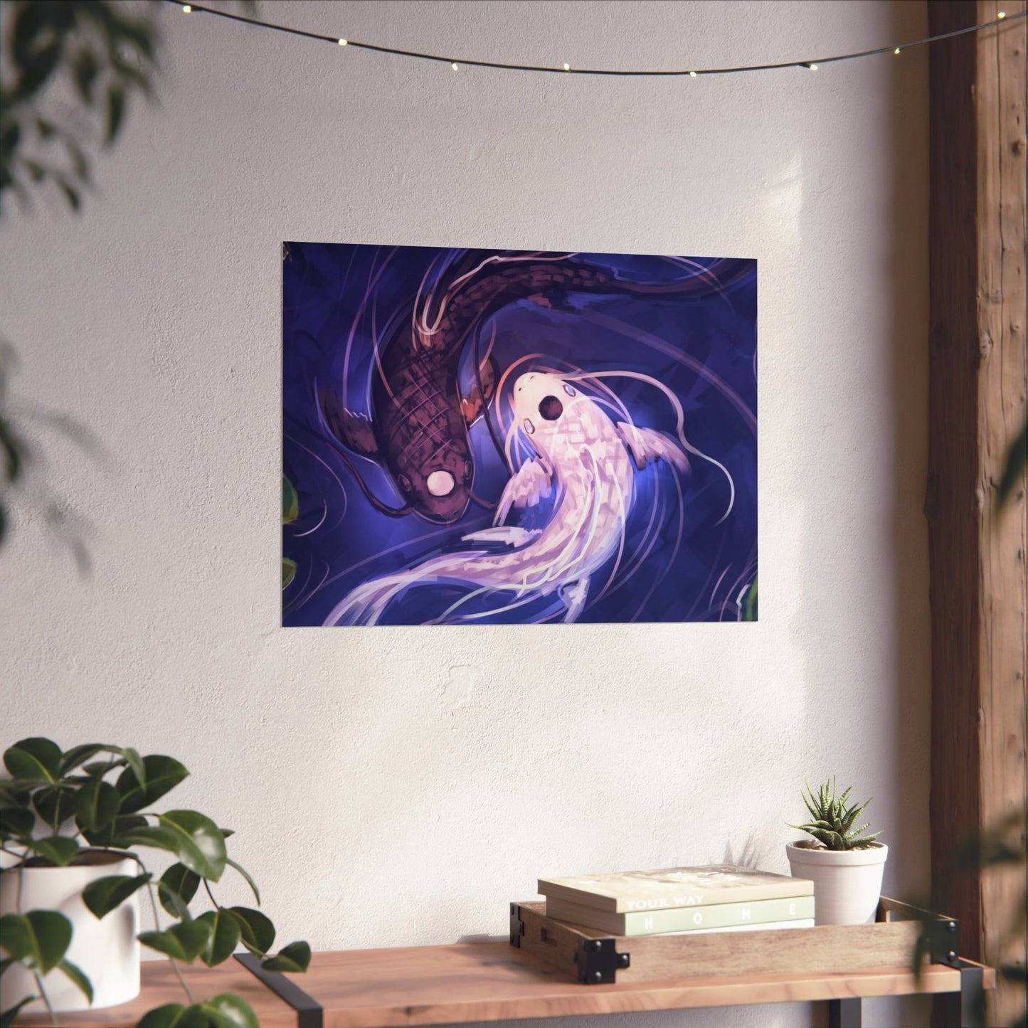 Yin Yang Koi Fish Matte Horizontal Poster | Avatar-Inspired Tui and La, Moon and Ocean Spirit