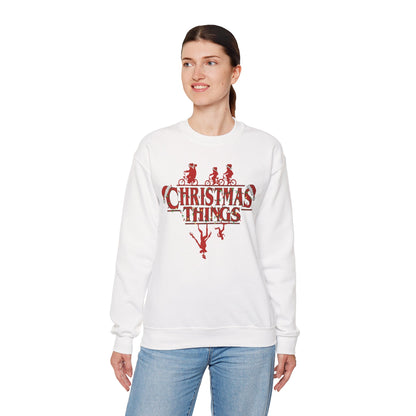 Christmas Things Sweatshirt | Stranger Style Retro Holiday Graphic  | The Upsidedown