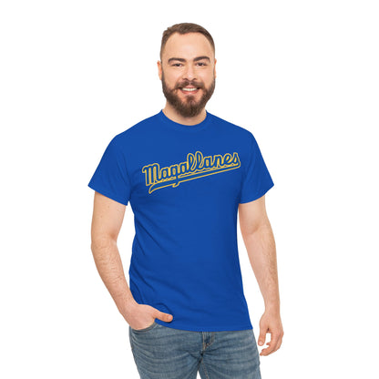 Venezuelan Navegantes del Magallanes baseball fan T-shirt, unisex softstyle, featuring team logo and navy blue design.