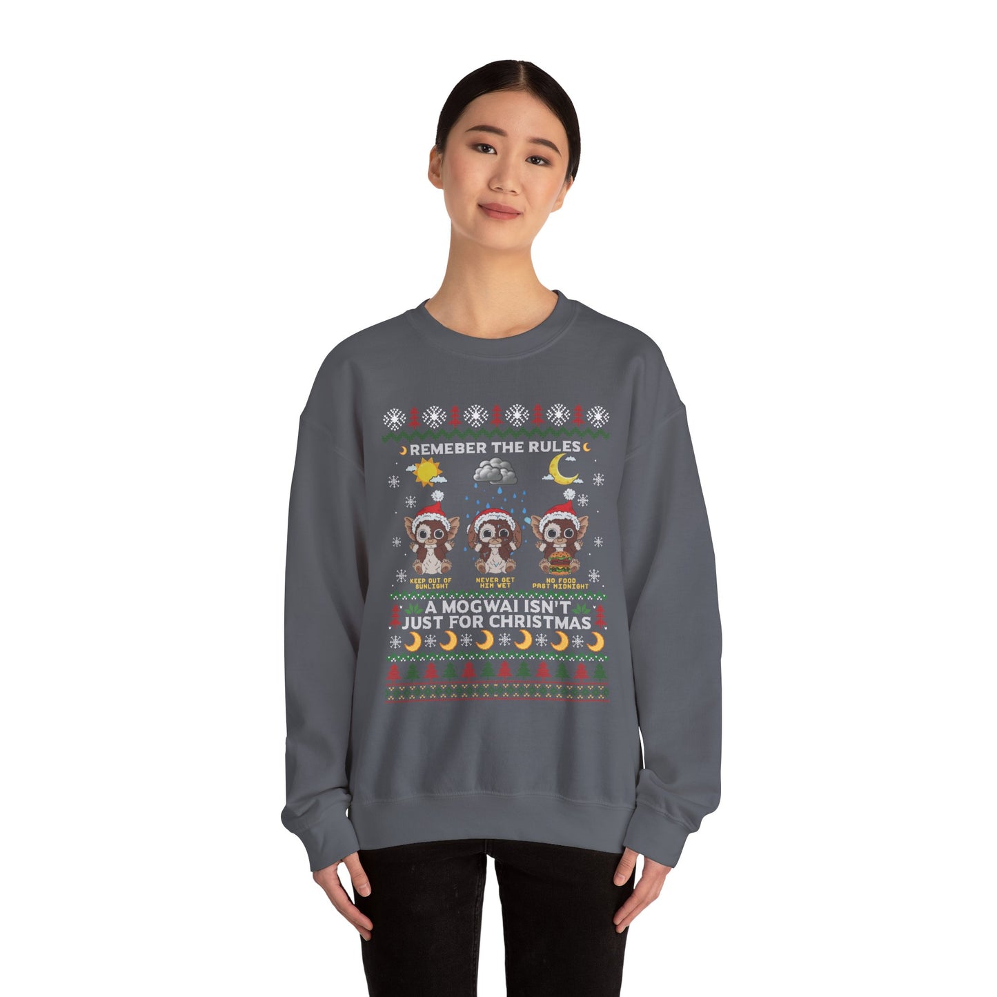 Gremlins Mogwai Ugly Christmas Sweater Crewneck Sweatshirt | Retro Holiday