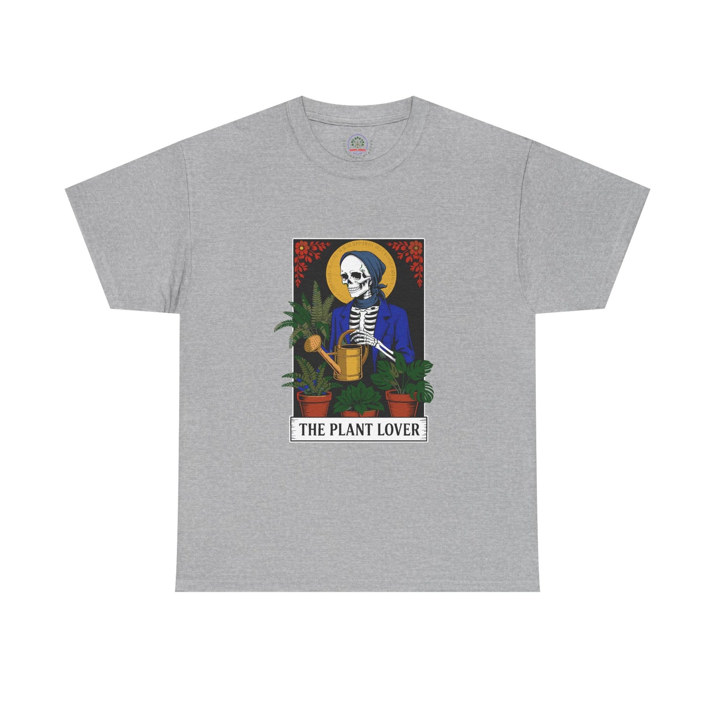 Plant lover T-shirt featuring tarot card design, perfect for plant enthusiasts and fans of humorous, creative plant-themed apparel.