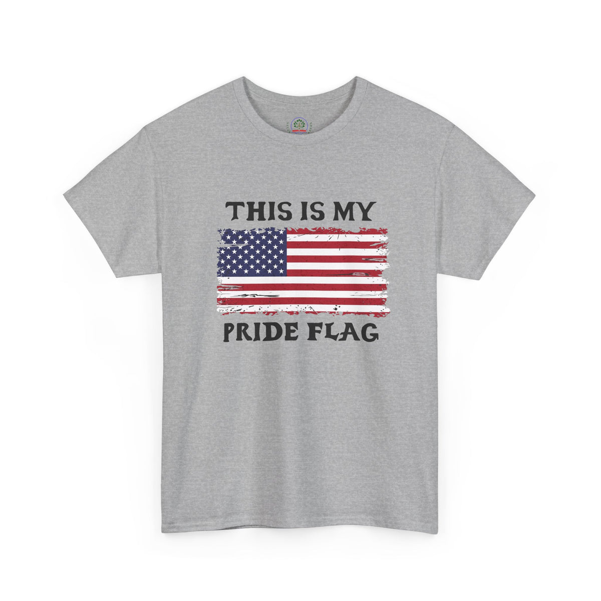 Unisex patriotic T-shirt featuring a distressed American flag design and the phrase "This Is My Pride Flag" by Printify.