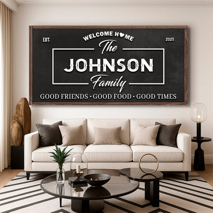 Welcome Home wall sign on canvas by Tailored Canvases, featuring a stylish design for home decor.