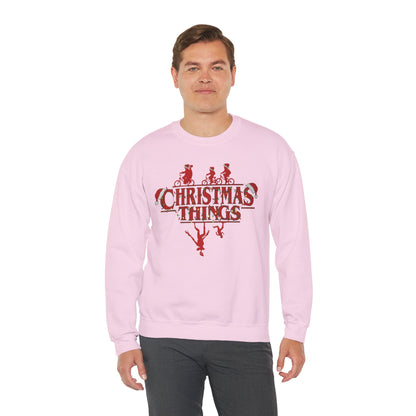 Christmas Things Sweatshirt | Stranger Style Retro Holiday Graphic  | The Upsidedown