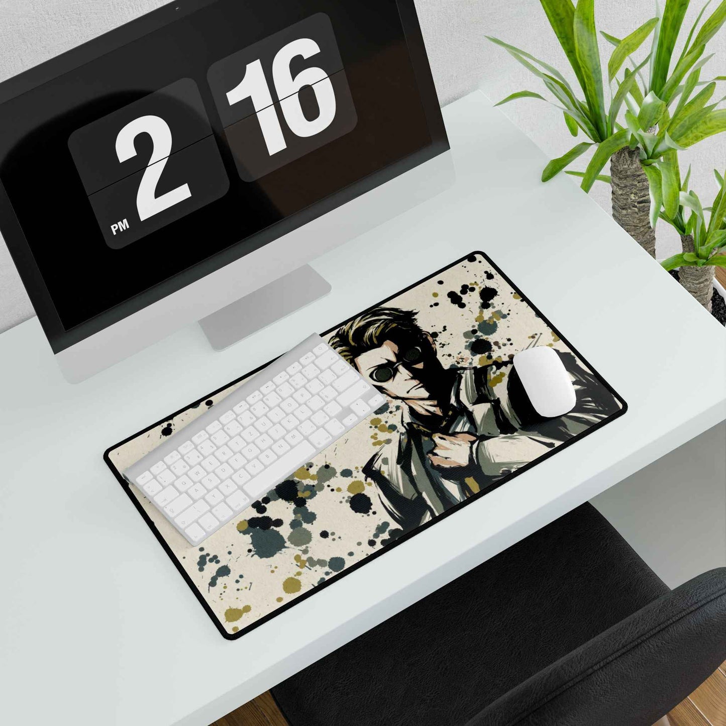 Anime‑Inspired Desk Mat — JJK Kento Nanami Playmat (Ink Splat Noir)