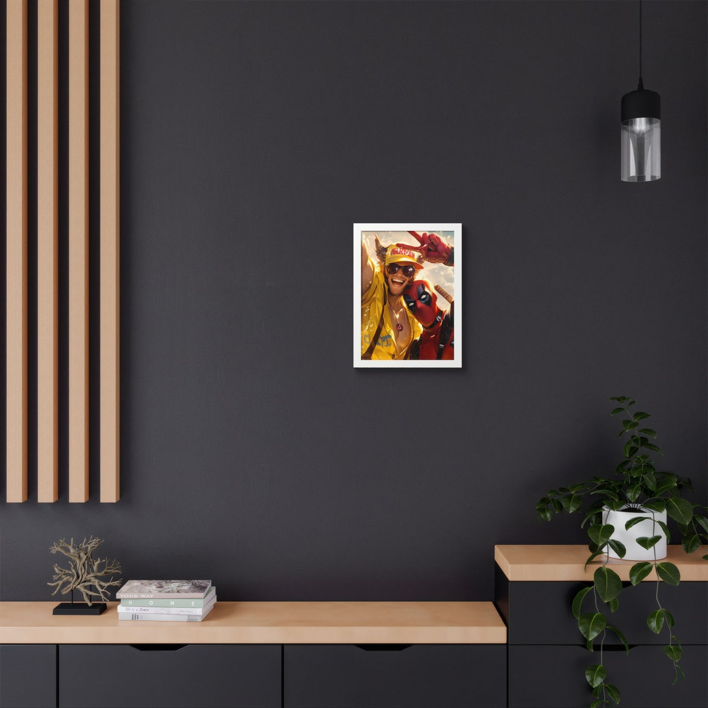 Framed Poster, Marvel Comics Art Style, Wolverine & Deadpool, Fun Wall Décor