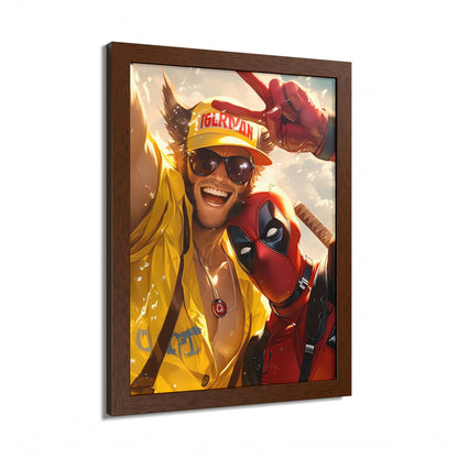 Framed Poster, Marvel Comics Art Style, Wolverine & Deadpool, Fun Wall Décor