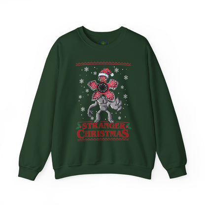 Stranger Christmas Crewneck Sweatshirt — Retro Holiday Stranger Things Demogorgon Design, Ugly Sweater