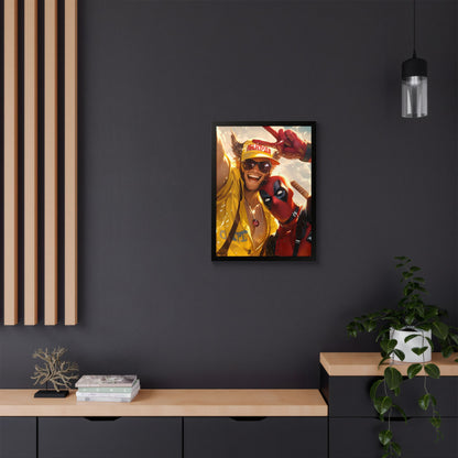 Framed Poster, Marvel Comics Art Style, Wolverine & Deadpool, Fun Wall Décor