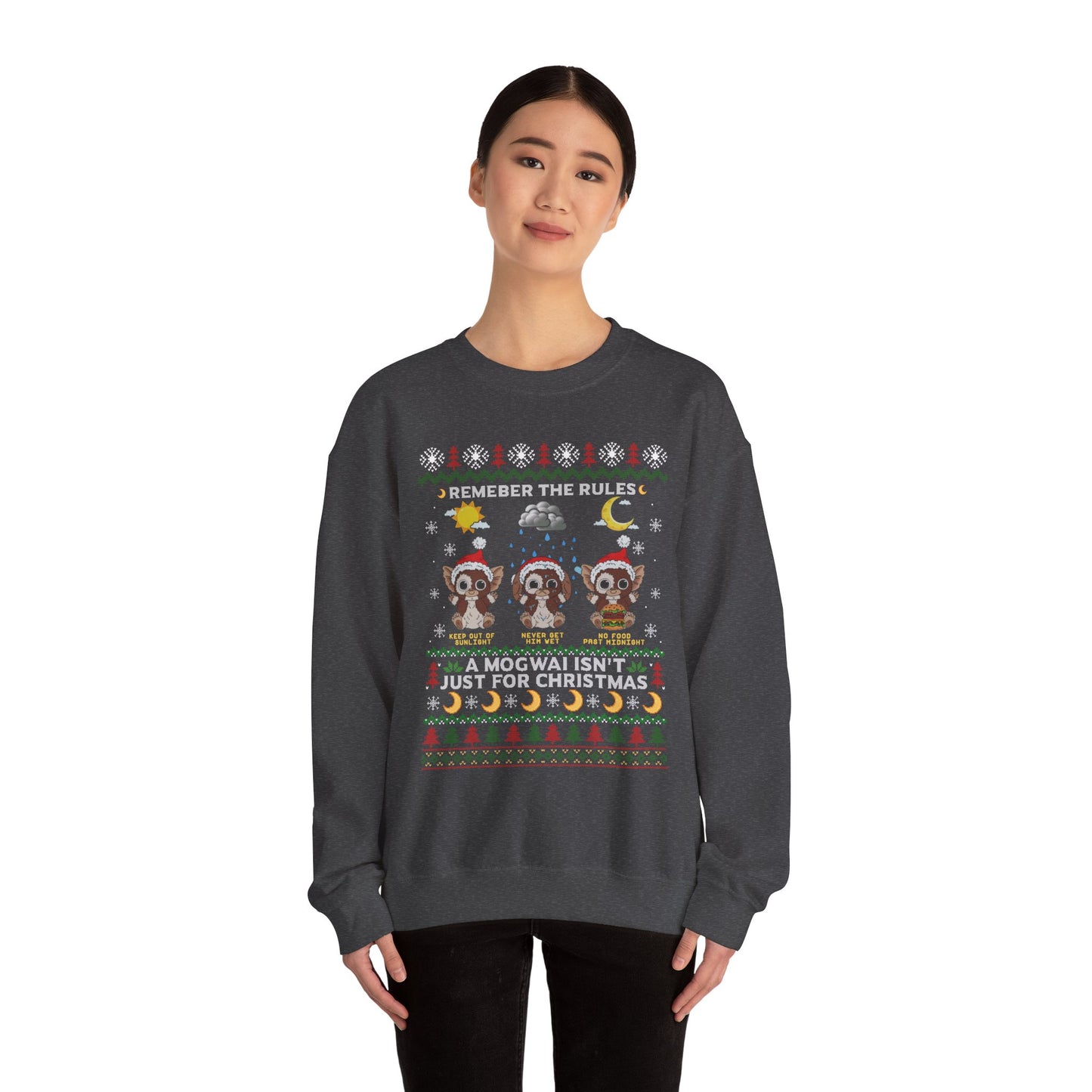 Gremlins Mogwai Ugly Christmas Sweater Crewneck Sweatshirt | Retro Holiday
