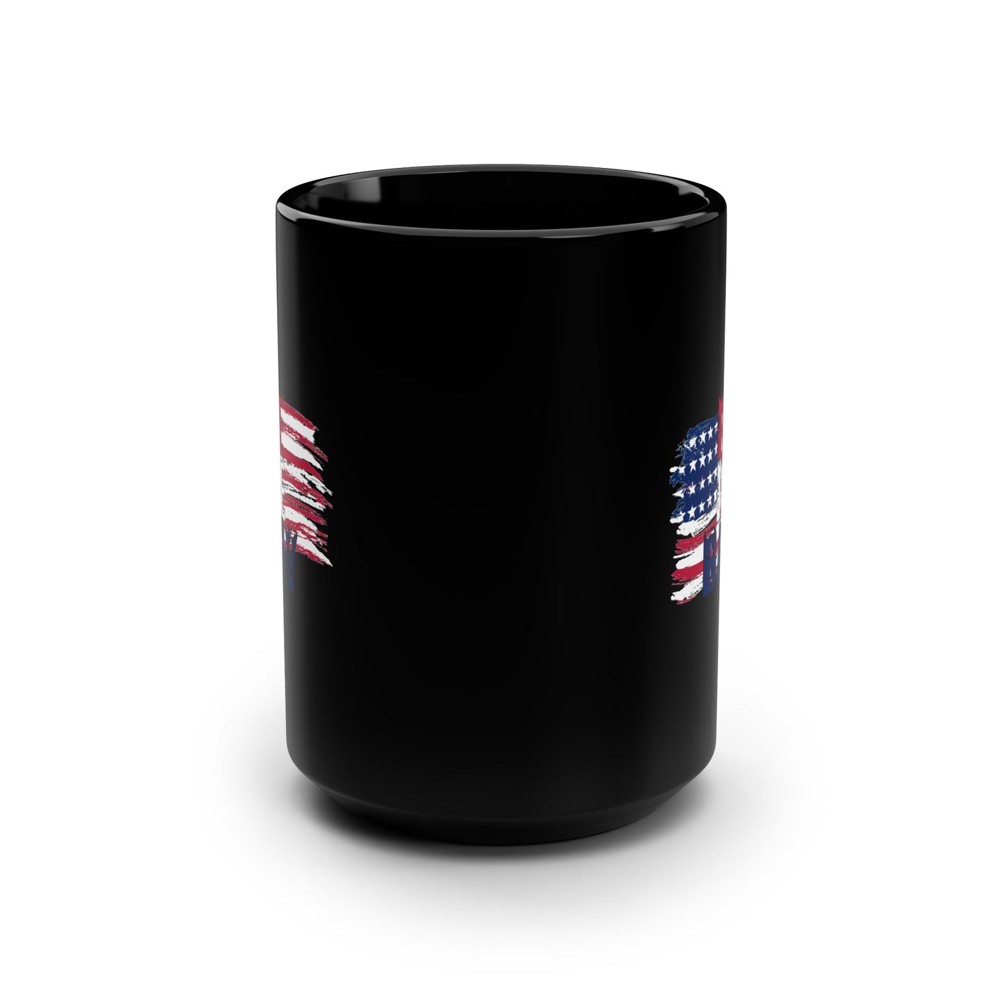 Patriotic Mug Black 15oz Ceramic, Ice Ice Baby American Flag, America First, Red White and Blue, USA - Secondhand Readers