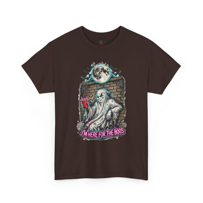 Funny Ghost Graphic Tee — "I'm Here for the Boos" Halloween T-Shirt