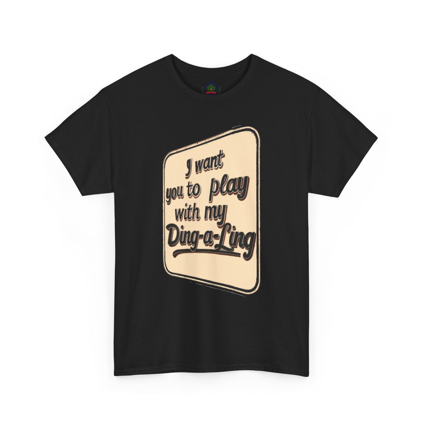 Retro novelty graphic T-shirt by Printify featuring Chuck Berry's "I Want You to Play with My Ding-a-Ling" humor design.