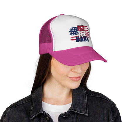 Patriotic Hat, Unisex Trucker Cap, Ice Ice Baby American Flag, America First, Red White and Blue, USA - Secondhand Readers