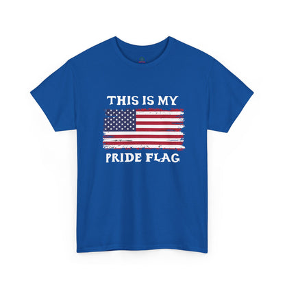 Patriotic T-Shirt — "This Is My Pride Flag" Distressed American Flag Tee