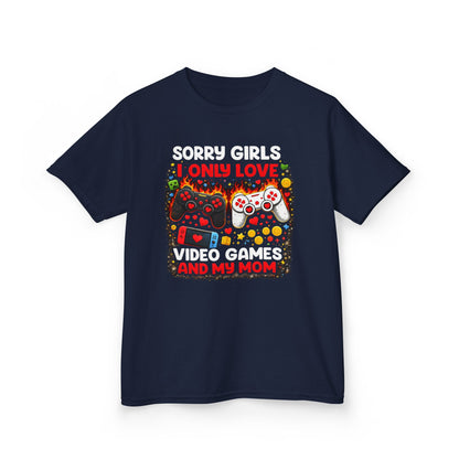 Sorry Girls I Only Love Video Games And My Mom Kids Tee | Gamer Controller Valentine Design