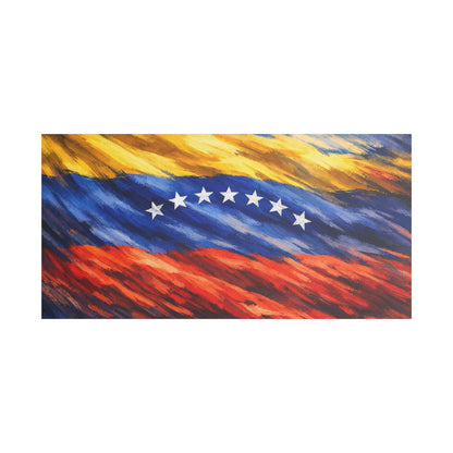 Venezuela before Chavez canvas print wall art featuring the Venezuelan flag, stretched satin art for home decor or history enthusiasts