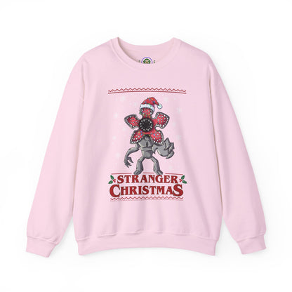 Stranger Christmas Crewneck Sweatshirt — Retro Holiday Stranger Things Demogorgon Design, Ugly Sweater